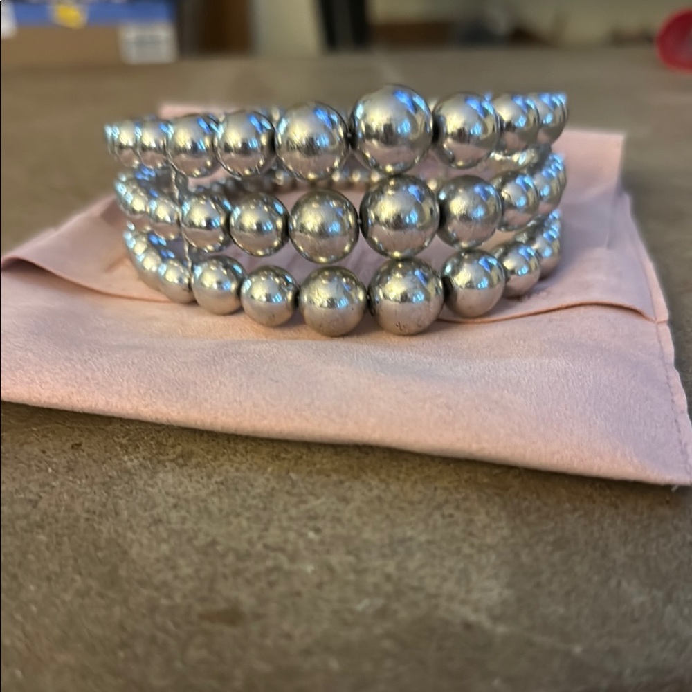 Silver Beaded Choker Necklace
